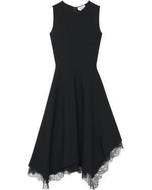 McQueen Lace-Trim Asymmetric Dress - Blue
