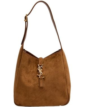 Saint Laurent Le 5 À 7 Small Suede Hobo Bag - Brown