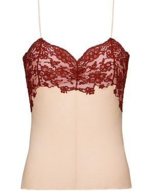 Saint Laurent Lace V-Neck Camisole - Red