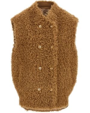 Twinset Teddy Double-Breasted Vest Coat - Brown