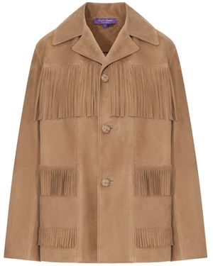Ralph Lauren Fringe-Trimmed Suede Jacket - Brown