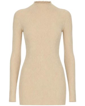 Rick Owens Ribbed-Knit High-Neck Sweater - Natural