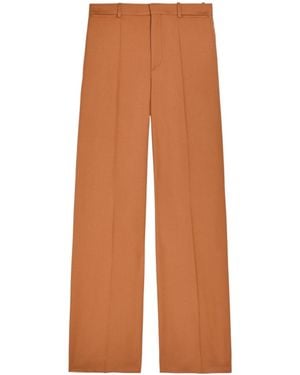 Chloé Minimalist High-Waisted Drape Wide-Leg Suit Pants - Brown
