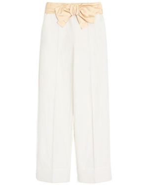 Valentino Bow Detailed Pleated Pants - White