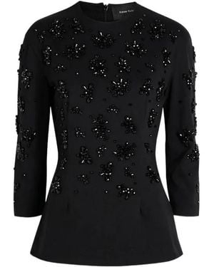 Simone Rocha Bead-Embellished Long-Sleeve Top - Black