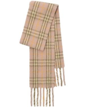 Burberry Narrow Check Alpaca Wool Blend Scarf - Natural