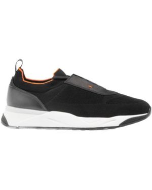 Santoni Round Toe Knitted Trainers - Black
