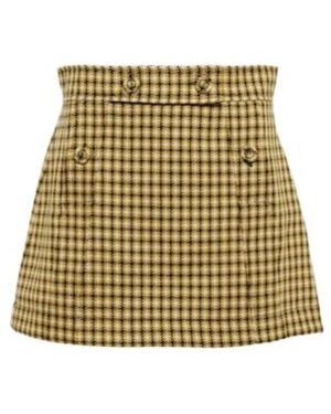 Plan C Houndstooth Checked Wool Miniskirt - Metallic