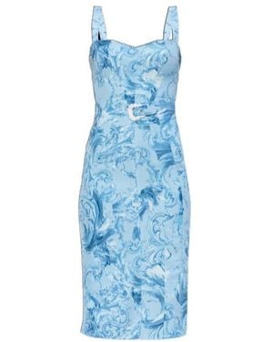 Versace Jeans Couture Couture Barocco Belted Midi Dress - Blue