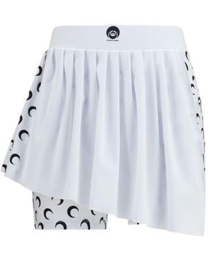Marine Serre Moon-Print Pleated Shorts - Blue