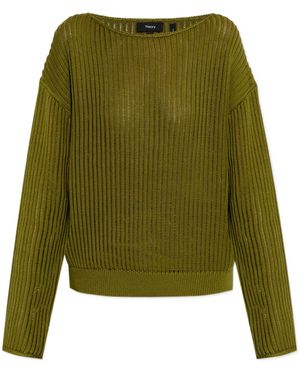 Theory Boat Neck Knit Jumper - Green