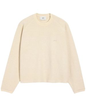 Ami Paris Crew Neck Sweatshirt - Natural