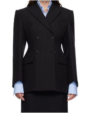 Wardrobe NYC Contour Double-Breasted Blazer - Black