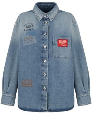 Closed Oversized Printed Denim Shirt - Blue