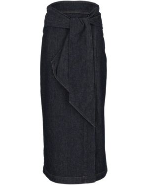 Emporio Armani Tie-Fastened Midi Skirt - Black
