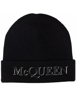 McQueen Logo Embroidered Beanie - Black