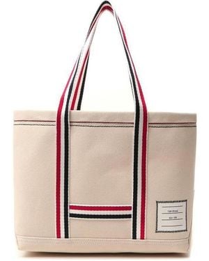 Thom Browne Striped Detail Tote Bag - Pink