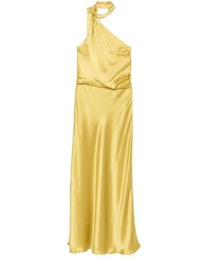 STAUD Estelle One-Shoulder Draped Gown - Metallic