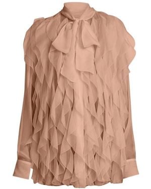 Valentino Sheer Long-Sleeve Blouse - Pink