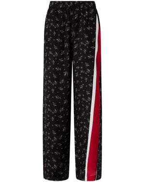 Pinko Floral-Print Side-Stripe Trousers - Black