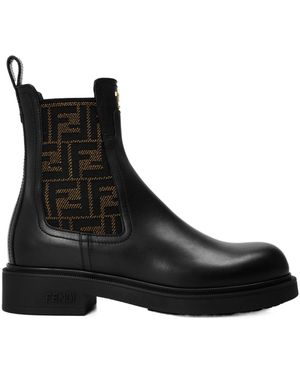 Fendi Leather Ankle Boots - Black