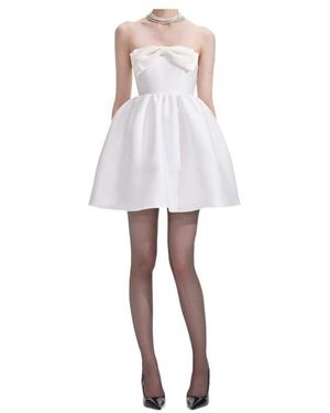 Self-Portrait Taffeta Bandeau Mini Dress - White