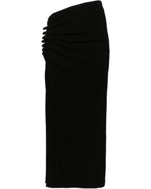 Rabanne Ruch-Detailed Midi Skirt - Black