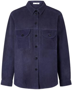 Blazé Milano Berber Patchwork Suede Shirt - Blue