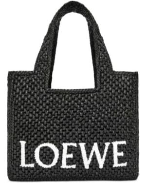 Loewe Logo Embroidered Small Tote Bag - Black