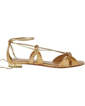Aquazzura Snakeeffect Leather Sandals - Metallic