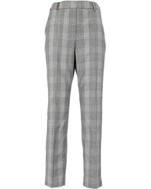 Peserico Check Pattern Pants - Gray