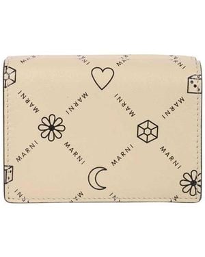 Marni Graphic Logo-Print Cardholder - Natural