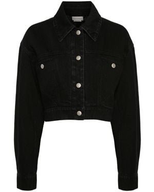 McQueen Cropped Denim Jacket - Black