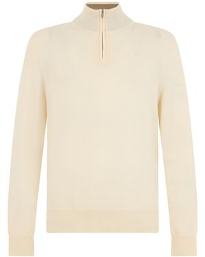 BOSS Boss Half-Zip Knitted Jumper - White