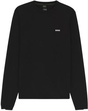 BOSS Ever Logo Crewneck Knitted Jumper - Black
