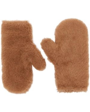 Max Mara Teddy Fabric Mittens - White