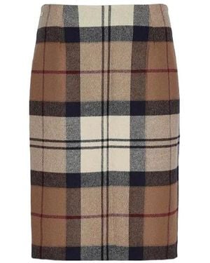 Barbour Logo Patch Check Pattened Skirt - Brown