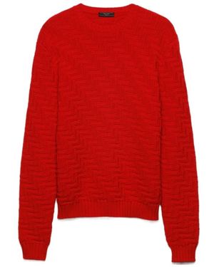 Prada Crewneck Knitted Jumper - Red