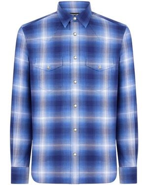 Tom Ford Checked Shirt - Blue