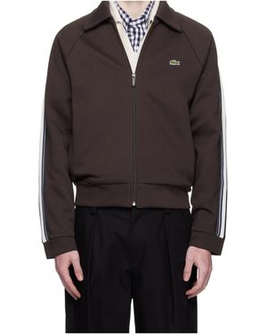 Lacoste Logo Patch Zip-Up Sweatshirt - Brown