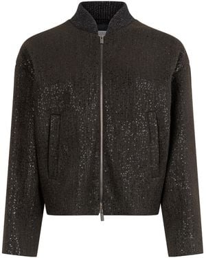 Peserico Sequin-Embellished Zip Jacket - Black
