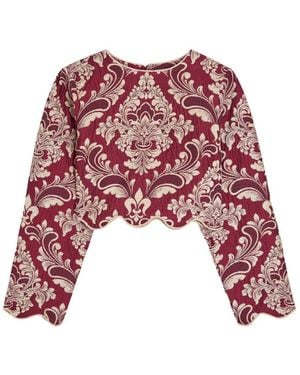 FARM Rio Jacquard Woven Crop Top - Red