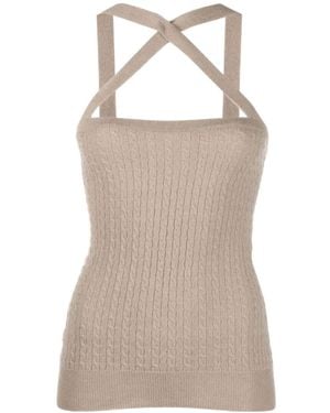 Patou Cross-Strap Cable Knitted Top - Natural