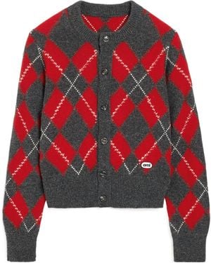 Ami Paris Ami Argyle Printed Cardigan - Red