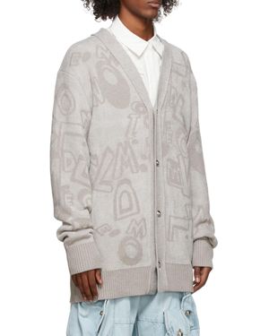 we11done Alphabet-Print Cardigan - Gray