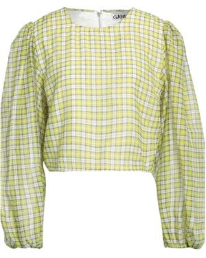 Ganni Checked Crop Top - Yellow