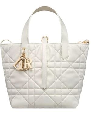 Dior Small Toujours Vertical Tote Bag - White