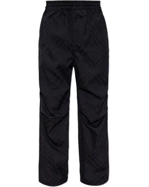 Burberry Checked Straight-Leg Trousers - Black