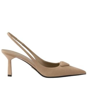 Prada Suede Slingback Pumps - White