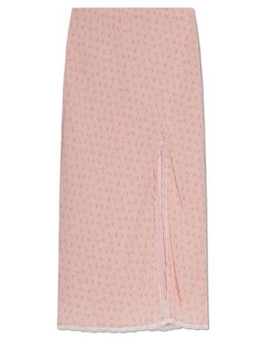 LoveShackFancy Silvia Floral Lace-Trim Skirt - Pink